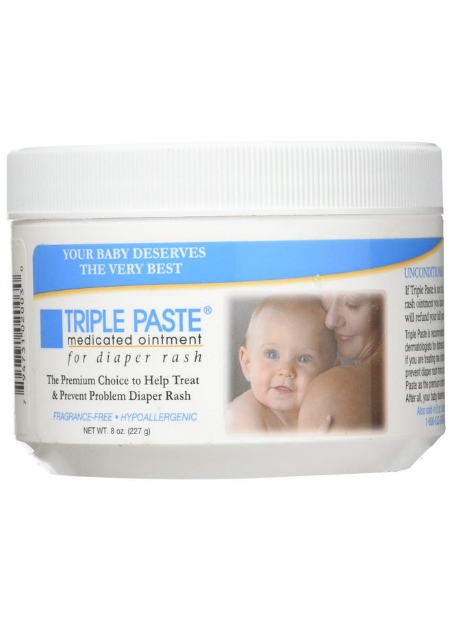 Diaper Rash Cream, Hypoallergenic Medicated Ointment For Babies, 8 Oz (Pack Of 2)