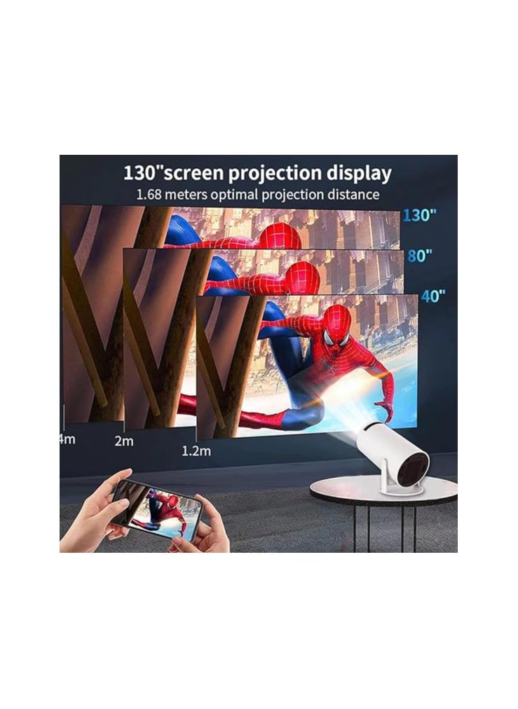 4K Smart Mini Portable Projector, 5G WIFI, Big Screen Experience with Premium 360 Sound, 180 Degree Rotation, 5.0 Bluetooth Movie Projector Compatible With Android/iOS/Windows/TV Stick/HDMI/USB/Audio