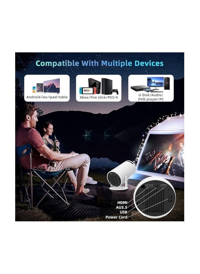 4K Smart Mini Portable Projector, 5G WIFI, Big Screen Experience with Premium 360 Sound, 180 Degree Rotation, 5.0 Bluetooth Movie Projector Compatible With Android/iOS/Windows/TV Stick/HDMI/USB/Audio