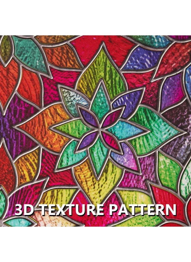 3D Stained Glass Window Privacy Film With Tools - Decorative, Heat Blocking, Thick, Vivid Colors - Perfect Window Cover (35.4
