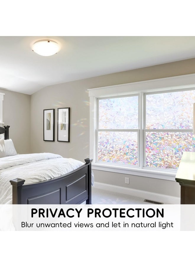 Window Privacy Film, Rainbow Window Clings For Glass Windows, Stained Glass Window Film Decorative, 3D Decals Window Cover, Suncatcher Static Cling Window Sticker For Home,11.8 X 47 Inches