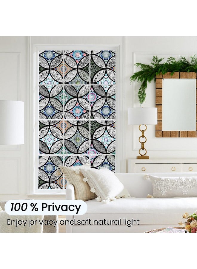 Static Cling Decorative Window Film With Installation Tools Non Adhesive Privacy Film, Stained Glass Window Film For Bathroom Shower Door Heat Cotrol Anti Uv 17.7 X 78.7 Inch