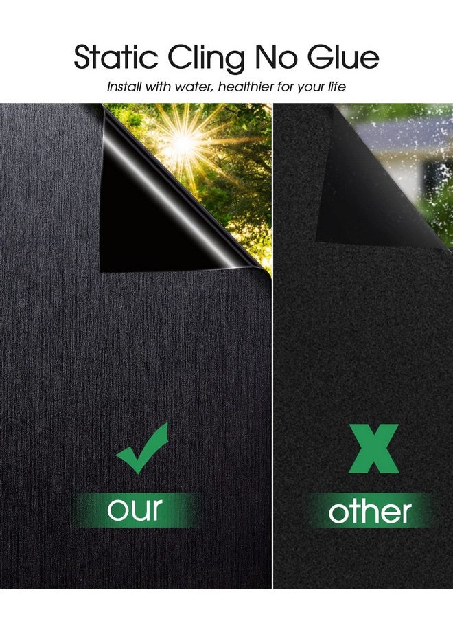 Blackout Window Film Light Blocking: 100% Black Out Window Thermal Film Static Cling Window Cover For Glass, Sun Blocking Dark Window Tint Stickers For Home Privacy No Glue, 11.8 X 78.7 Inch