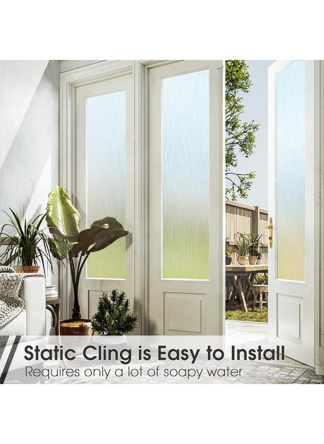 Window Privacy Film Static Cling, Frosted Glass Window Film Decorative, Uv Blocking Window Tint, Non Adhesive Removable Privacy Window Film For Home Office (Silver 17.5 X 78.7 In)