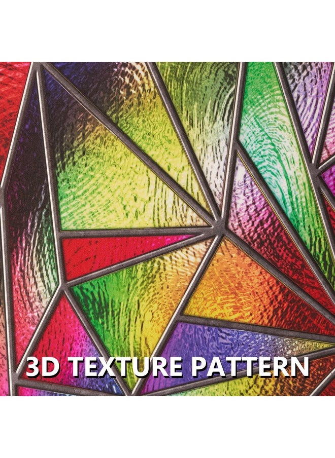 3D Stained Glass Window Privacy Film With Tools - Decorative, Heat Blocking, Thick, Vivid Colors - Perfect Window Cover (35.4