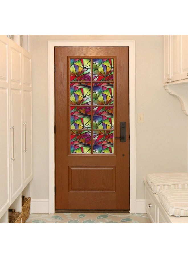 3D Stained Glass Window Privacy Film With Tools - Decorative, Heat Blocking, Thick, Vivid Colors - Perfect Window Cover (35.4