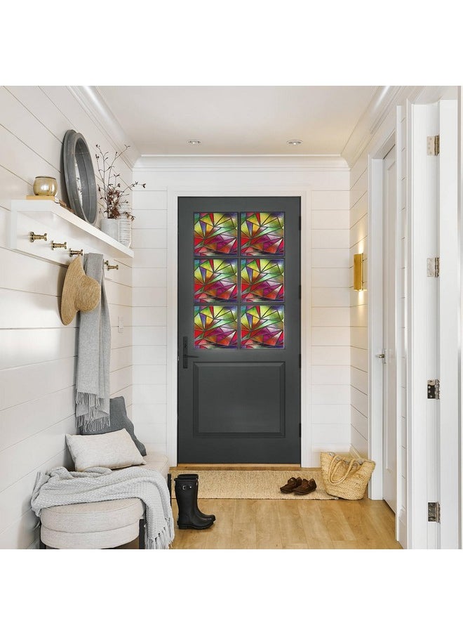 3D Stained Glass Window Privacy Film With Tools - Decorative, Heat Blocking, Thick, Vivid Colors - Perfect Window Cover (35.4