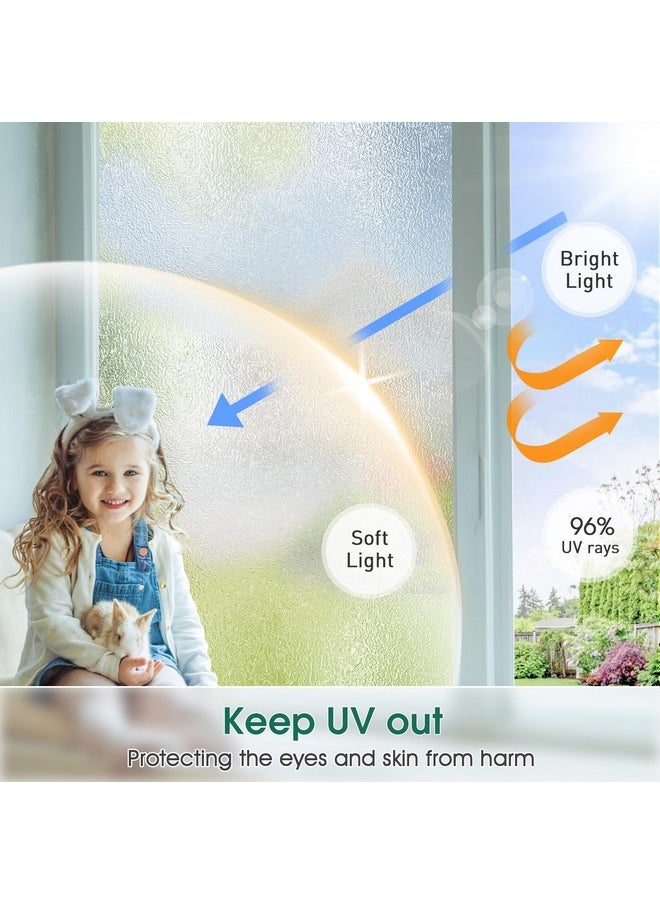 Window Privacy Film Decorative, Frosted Glass Window Film Non Adhesive, Static Cling, Uv Blocking Window Clings For Home Office (Clear, 17.5 X 78.7 Inch)
