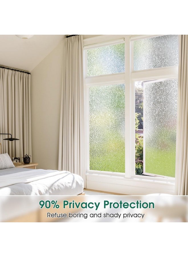 Window Privacy Film Decorative, Frosted Glass Window Film Non Adhesive, Static Cling, Uv Blocking Window Clings For Home Office (Clear, 17.5 X 78.7 Inch)