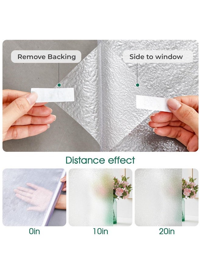 Window Privacy Film Decorative, Frosted Glass Window Film Non Adhesive, Static Cling, Uv Blocking Window Clings For Home Office (Clear, 17.5 X 78.7 Inch)