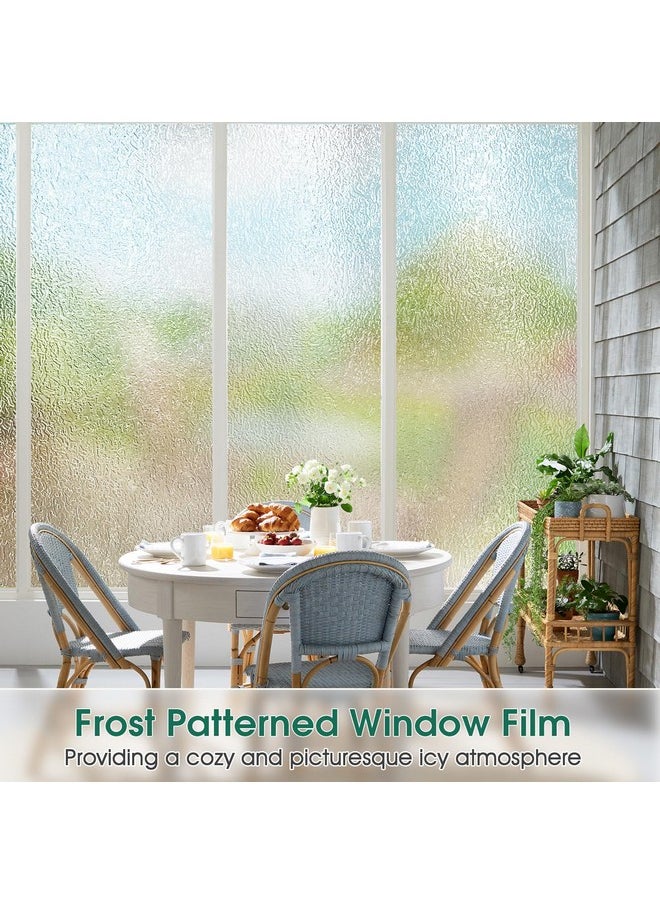 Window Privacy Film Decorative, Frosted Glass Window Film Non Adhesive, Static Cling, Uv Blocking Window Clings For Home Office (Clear, 17.5 X 78.7 Inch)