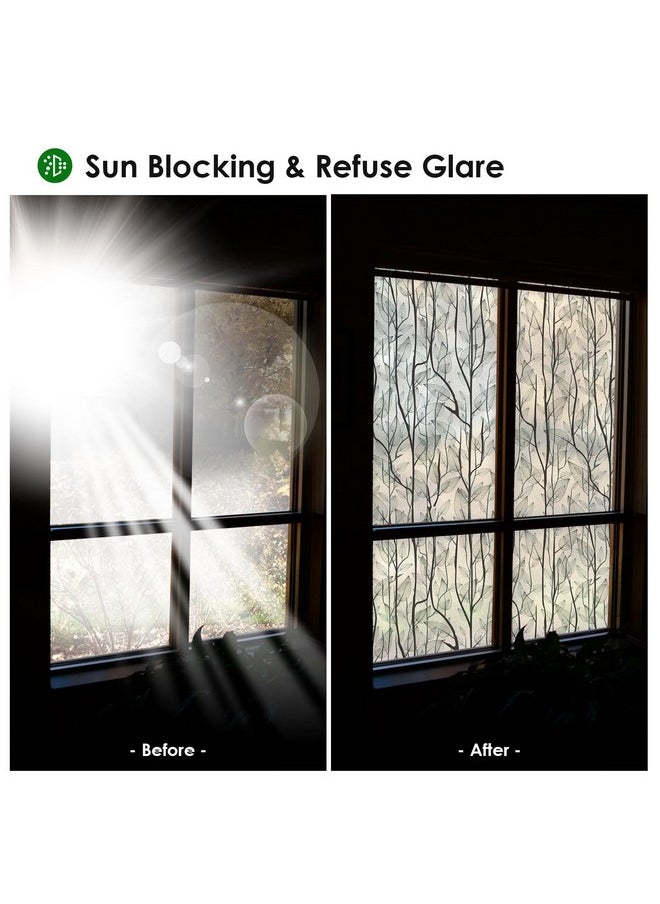 Window Film Privacy With Installation Tools, Decorative Stained Glass Window Clings For Home, Static Cling Window Sticker For Front Door, Bathroom, Glass Door (Dark Green, 17.7'' X 78.7'')