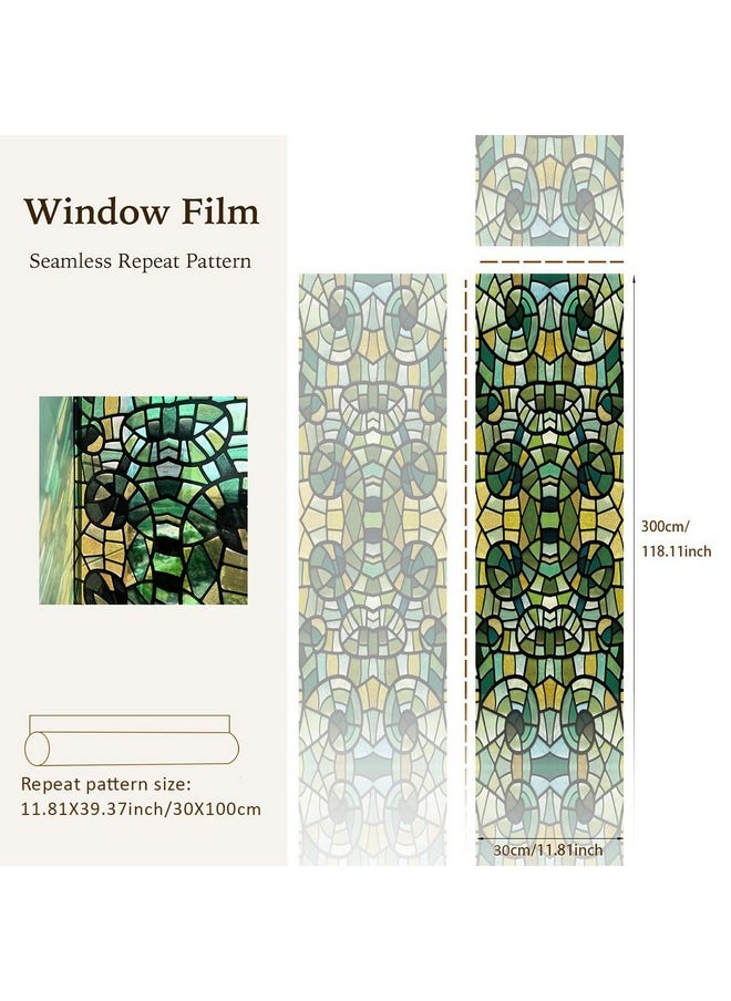 Stained Glass Film, Double-Sided Thickened Static Cling Non-Adhesive Decals Decor For Door Window, 11.8