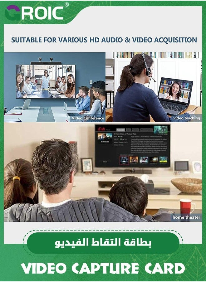 Video Capture Card, HDMI to USB C 1080p Type Game for Editing Video/Games/Streaming/Online Teaching