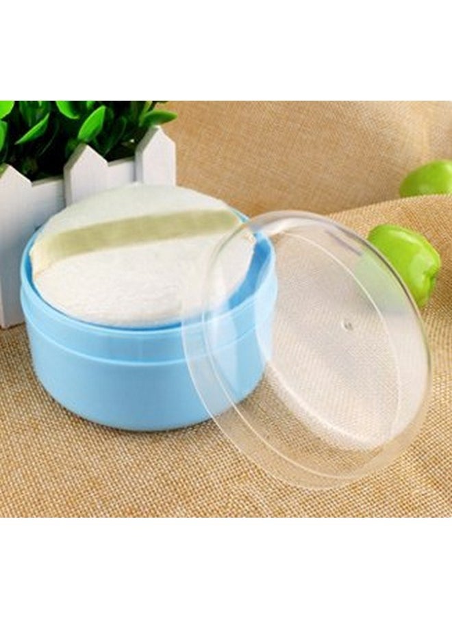 1Pcs Empty Storage Body Talcum Powder Container With Sifter And Powder Puffs Make-Up Loose Powder Box Case Holder For Home And Travel(Blue)