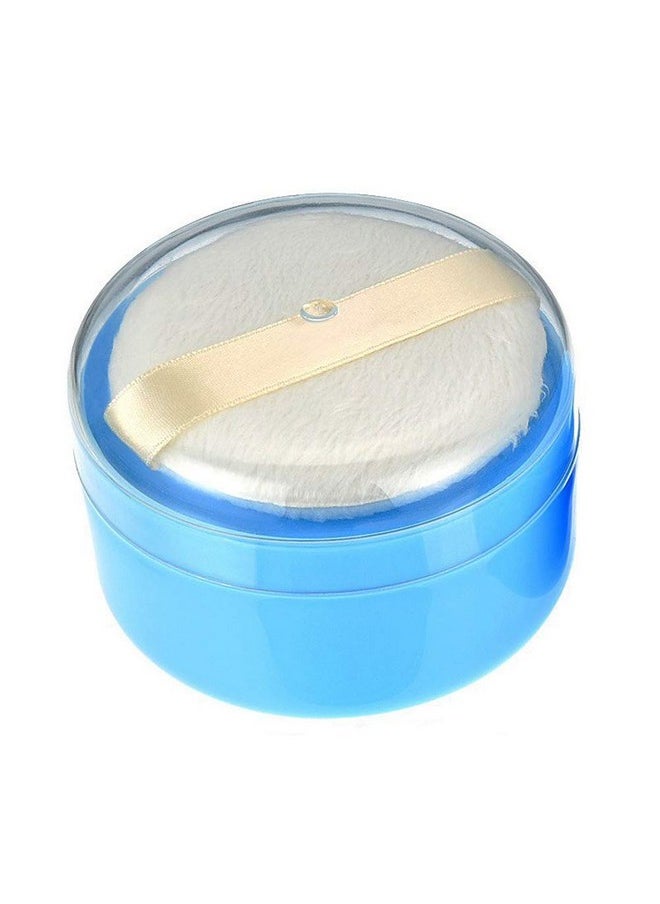 1Pcs Empty Storage Body Talcum Powder Container With Sifter And Powder Puffs Make-Up Loose Powder Box Case Holder For Home And Travel(Blue)