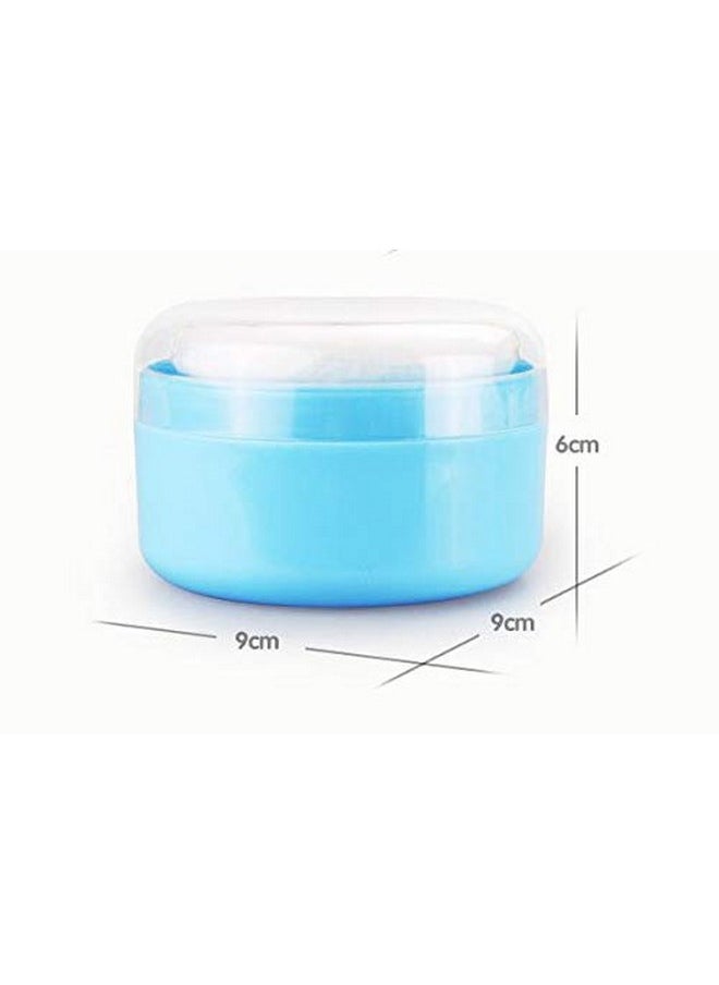 1Pcs Empty Storage Body Talcum Powder Container With Sifter And Powder Puffs Make-Up Loose Powder Box Case Holder For Home And Travel(Blue)