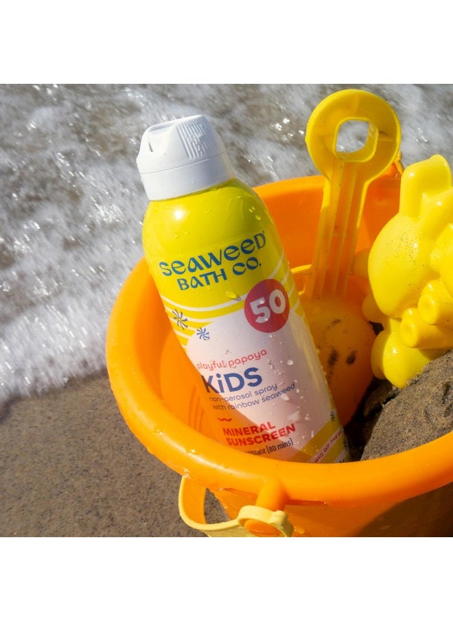 Seaweed Bath Co. Kid'S On The Move Mineral Spf 50 Broad Spectrum Zinc Oxide Sunscreen Spray, 6 Oz., Water Resistant, Tear Free Children'S Sunblock