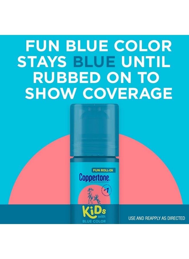 Kids Roll On Sunscreen Lotion Spf 50, Kids Sunscreen With Blue Color, Tear Free Sunscreen With Zinc Oxide Sun Protection, 2.5 Fl Oz Tube