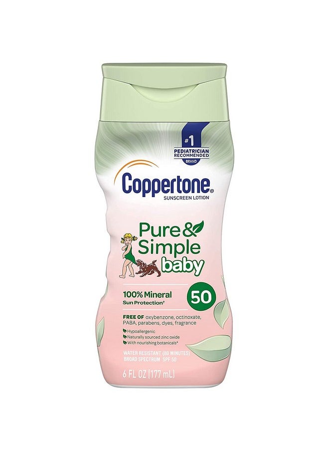 Waterbabies - Pure & Simple Baby Mineral Based Spf 50 Lotion, 6 Oz (Ct00623)