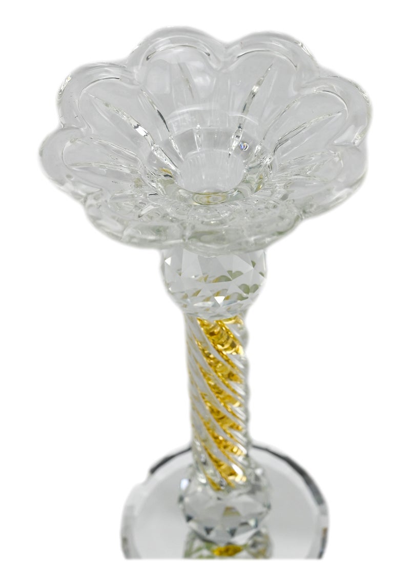 Golden Crystal Mini Candle Holders – Genuine Candlestick Candle Pillar Holder – Fine Craftsmanship Ultra Elegant and Modern Centerpiece Decor – Crystal Candle Stands for Home Décor – Ideal for Living