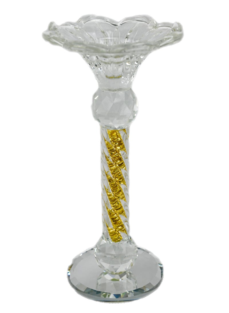 Golden Crystal Mini Candle Holders – Genuine Candlestick Candle Pillar Holder – Fine Craftsmanship Ultra Elegant and Modern Centerpiece Decor – Crystal Candle Stands for Home Décor – Ideal for Living