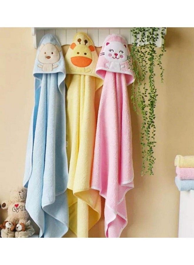 Fashions Quick Dry Extra Large Double Ply Hooded Shower Towels For Babies (Pack Of 3 Pink Mangoblue 73.66 Cm X 66.20 Cm)