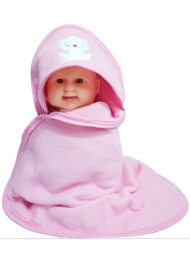 Fashions Quick Dry Extra Large Double Ply Hooded Shower Towels For Babies (Pack Of 3 Pink Mangoblue 73.66 Cm X 66.20 Cm)