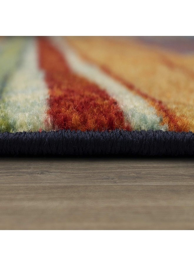 Rainbow Stripe 2' X 5' Area Rug - Multicolor - Perfect For Living Room, Dining Room, Office