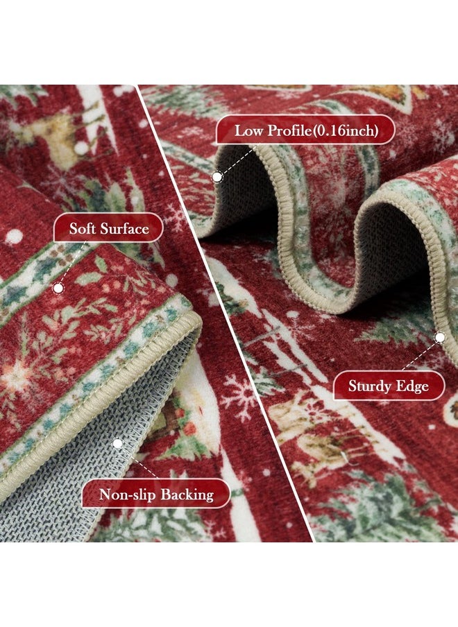 Christmas Door Mat Outdoor Entrance, Red Front Doormats Christmas Porch Rug, 2X3 Outside Layered Mats Washable Bathroom Rug Non Slip, Kitchen Sink Rug Porch/Back Door, Winter Front Door Mat