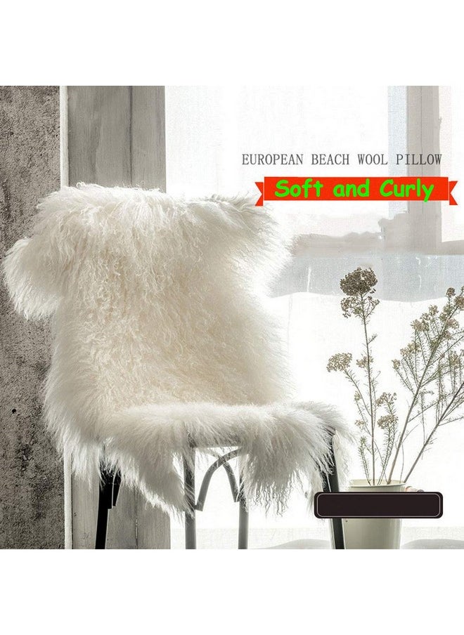 Genuine Tibetan/Mongolian Lamb Sheepskin Fur Rug Pelt Throw Fur Area Rug Carpet Chair Cover In Bedroom/Living Room, Ivory White