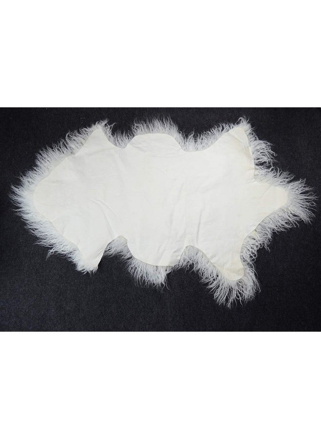 Genuine Tibetan/Mongolian Lamb Sheepskin Fur Rug Pelt Throw Fur Area Rug Carpet Chair Cover In Bedroom/Living Room, Ivory White
