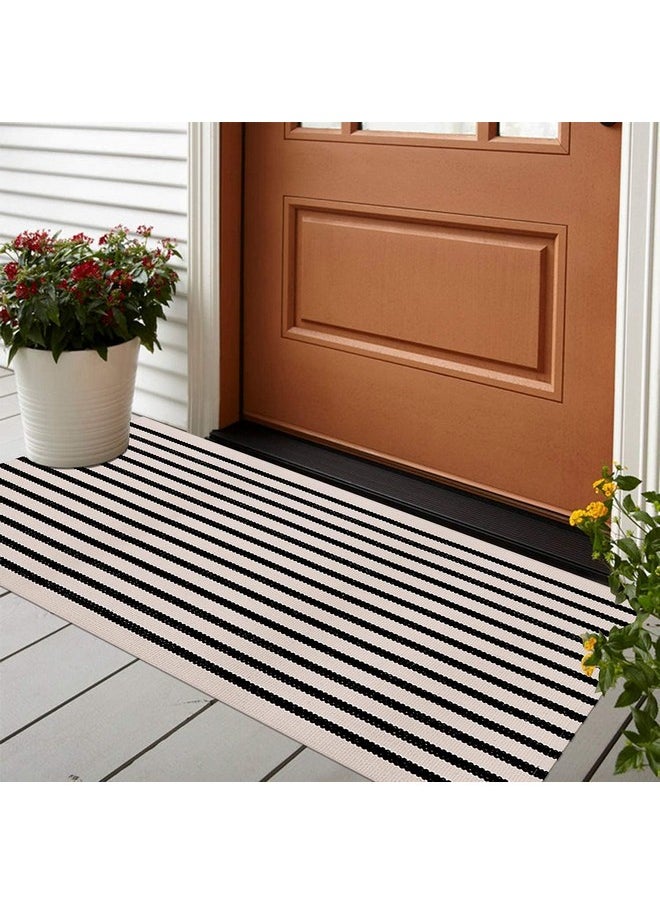 Black And White Striped Outdoor Rug Runner 24