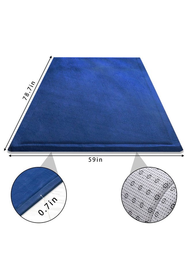 Soft Tatami Mat Area Rug Pad Non-Slip Memory Foam Carpet Large Playmats For Kids Crawling Mat Anti-Skid Doormats Living Room Bedroom Mat Women Gym Mat (Navy Blue)