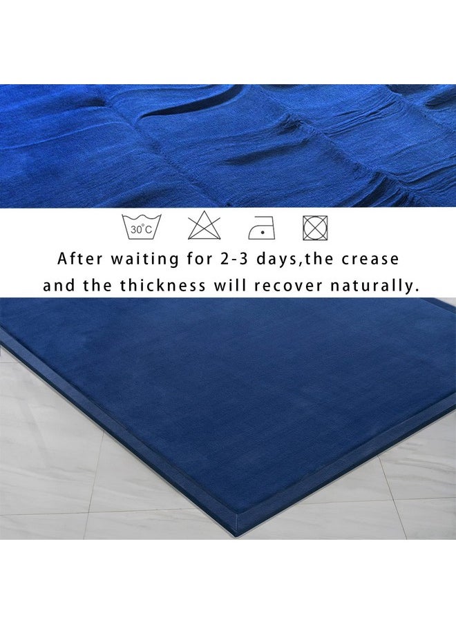 Soft Tatami Mat Area Rug Pad Non-Slip Memory Foam Carpet Large Playmats For Kids Crawling Mat Anti-Skid Doormats Living Room Bedroom Mat Women Gym Mat (Navy Blue)