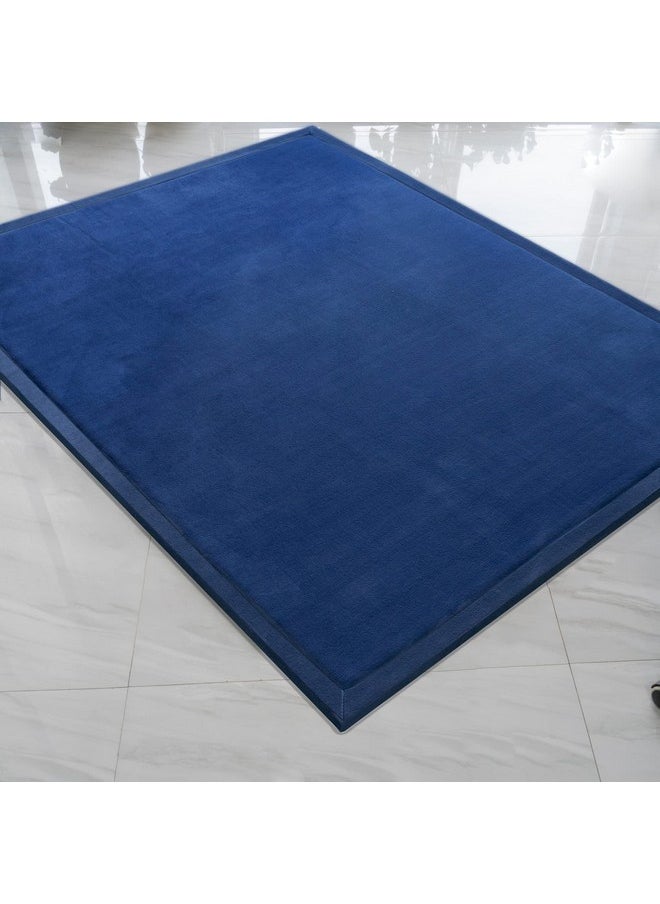 Soft Tatami Mat Area Rug Pad Non-Slip Memory Foam Carpet Large Playmats For Kids Crawling Mat Anti-Skid Doormats Living Room Bedroom Mat Women Gym Mat (Navy Blue)