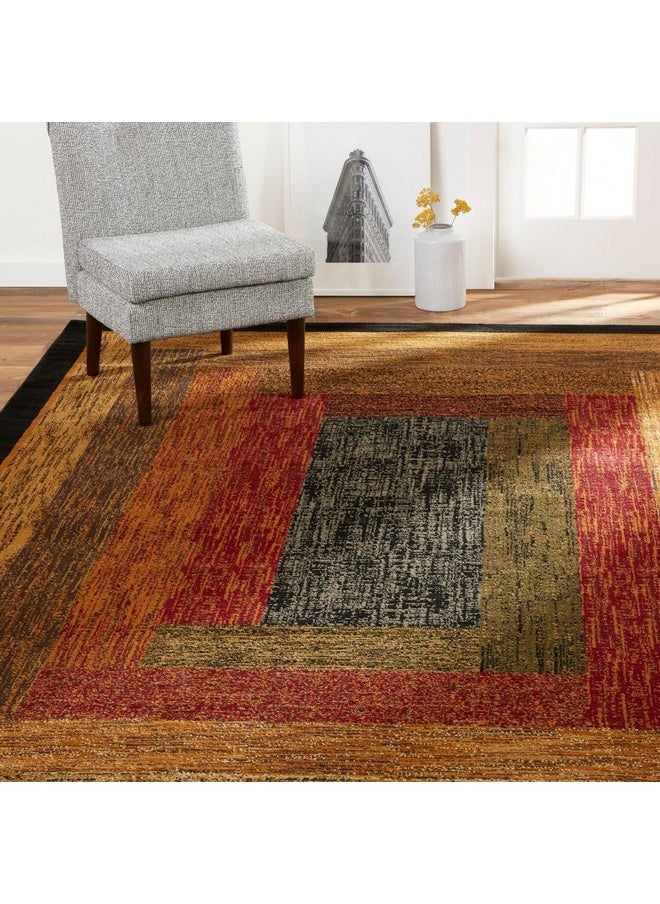 Royalty Vega Contemporary Geometric Area Rug, Black/Brown, 43