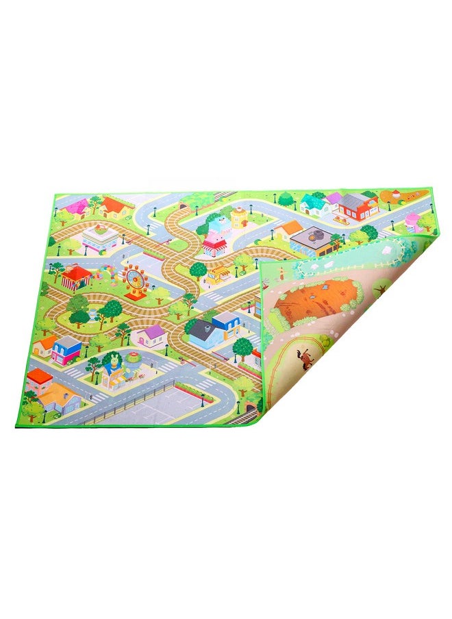 Double Sided Felt Play Mat For Kids - 2 In 1 Indoor/Outdoor, Machine Washable 59