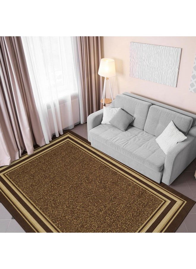 Ottohome Non-Slip Rubberback Bordered Design 3X5 Indoor Area Rug, 3'3