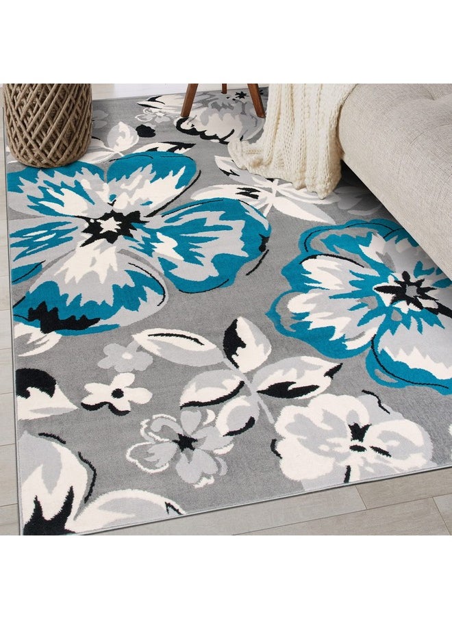 Modern Floral Design Area Rug For Living Room,Bedroom,Home Office,Kitchen Non Shedding Area Rug 3'1