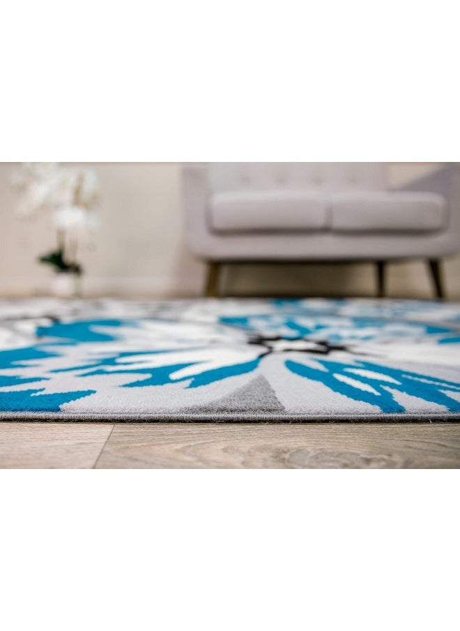 Modern Floral Design Area Rug For Living Room,Bedroom,Home Office,Kitchen Non Shedding Area Rug 3'1