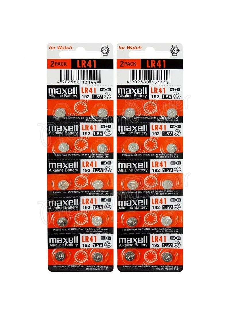 20-Pieces Maxell AG3 LR41 (192) Alkaline 1.5V Batteries