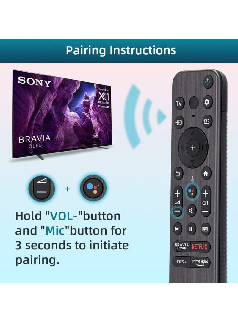 RMF-TX900U Replacement Remote Control for Sony Smart TVs - Compatible with Android TV, 4K Ultra HD Displays, Bluetooth Connectivity, Works with Sony Bravia Models