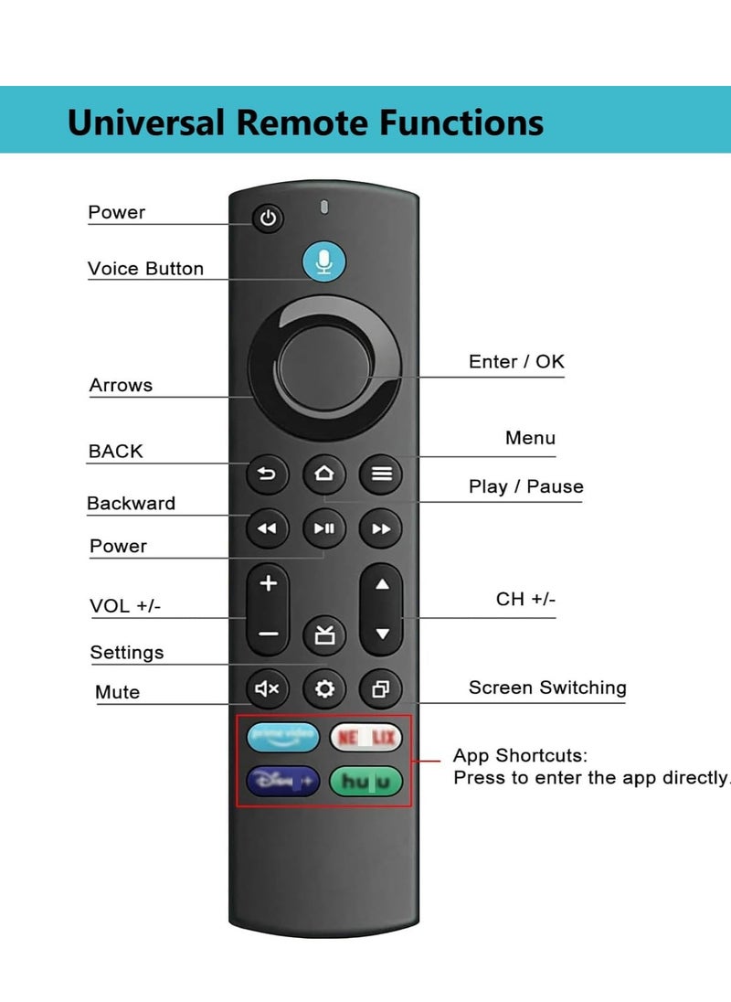 2024 New Replacement Voice Remote for All Toshiba/Pioneer/Insignia Smart TVs - Amazon TV Remote Replacement with Battery Included