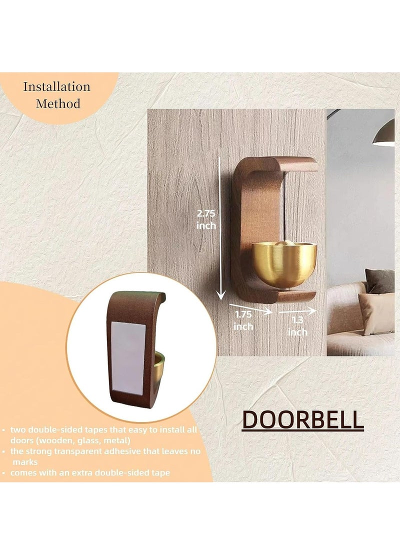 Shopkeepers Bell for Door Opening, Compact Wooden Doorbell with Easy Install Tape, Ideal for Shops & Homes.