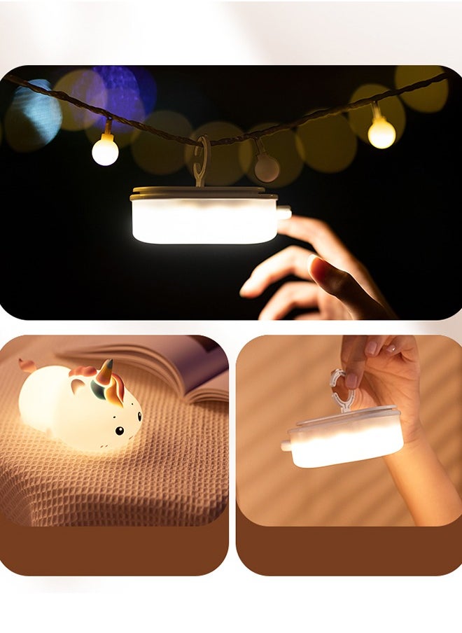 Cute Night Light for Kids USB Rechargeable for Children Nursery Baby Gift Cute Unicore Light Touch Silicone Night Lamp for Girls Newborn Room Decor