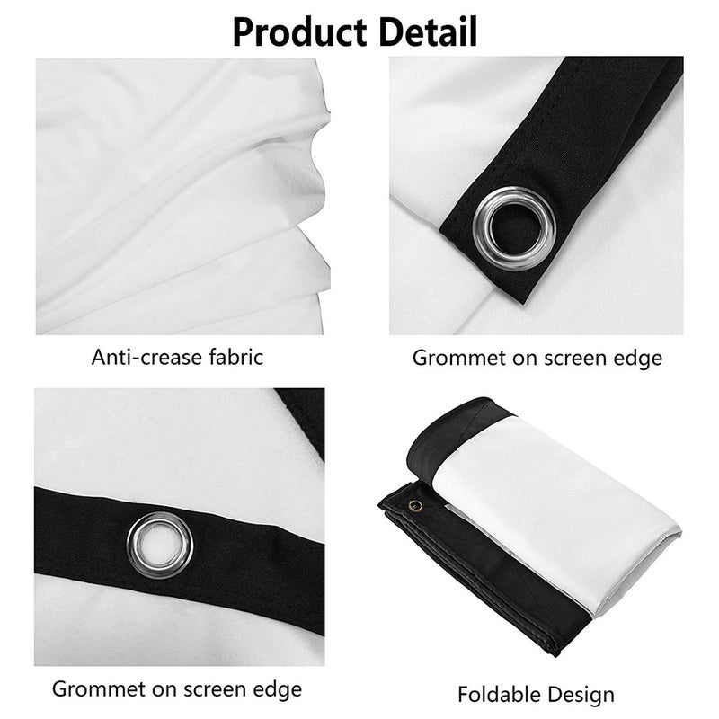Portable Foldable Anti-Crease 16:9 HD Projector Screen LU-V5-359 White/Black