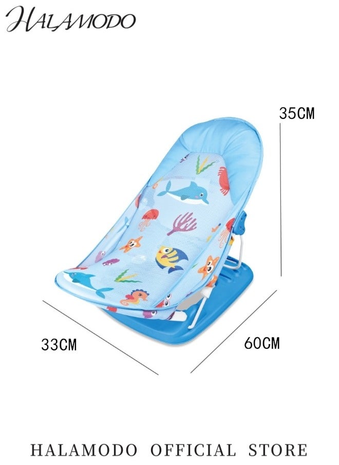 Foldable Baby Bath Seat Infant Bath Support Adjustable Support for Sink or Bathtub Baby Bather Seat with 3 Reclining Positions for Newborn & Infant & Babies 0-12 Months
