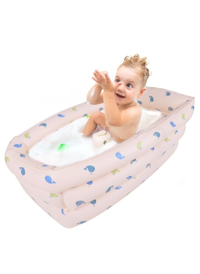 Inflatable Baby Bathtub, Toddler Bath Seat for 6 Months Up Baby,Protable Bath Tub for Newborn with Built-in Air Pump(Whale)