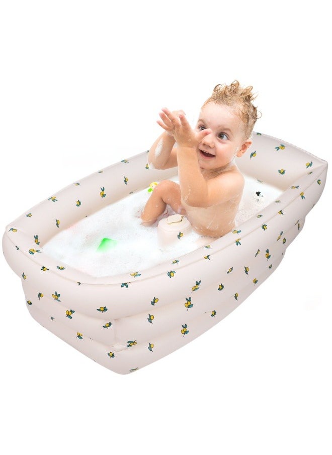 Inflatable Baby Bathtub, Toddler Bath Seat for 6 Months Up Baby,Protable Bath Tub for Newborn with Built-in Air Pump(Flower)